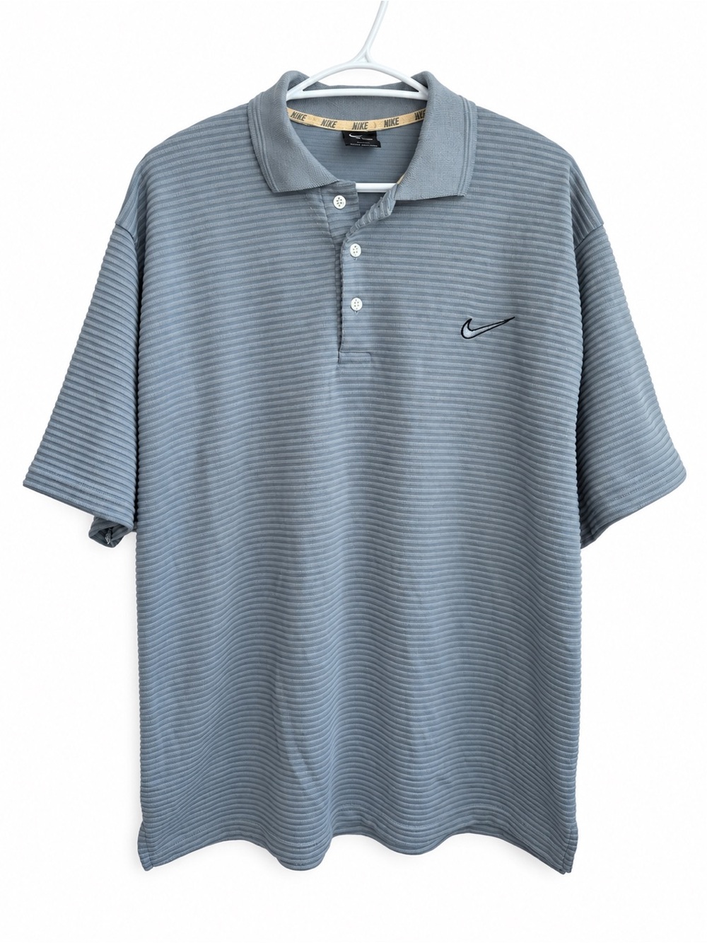 Vintage 90s Nike Blue Gray Ribbed Polo Shirt Men’s Size XL Dadcore Normcore